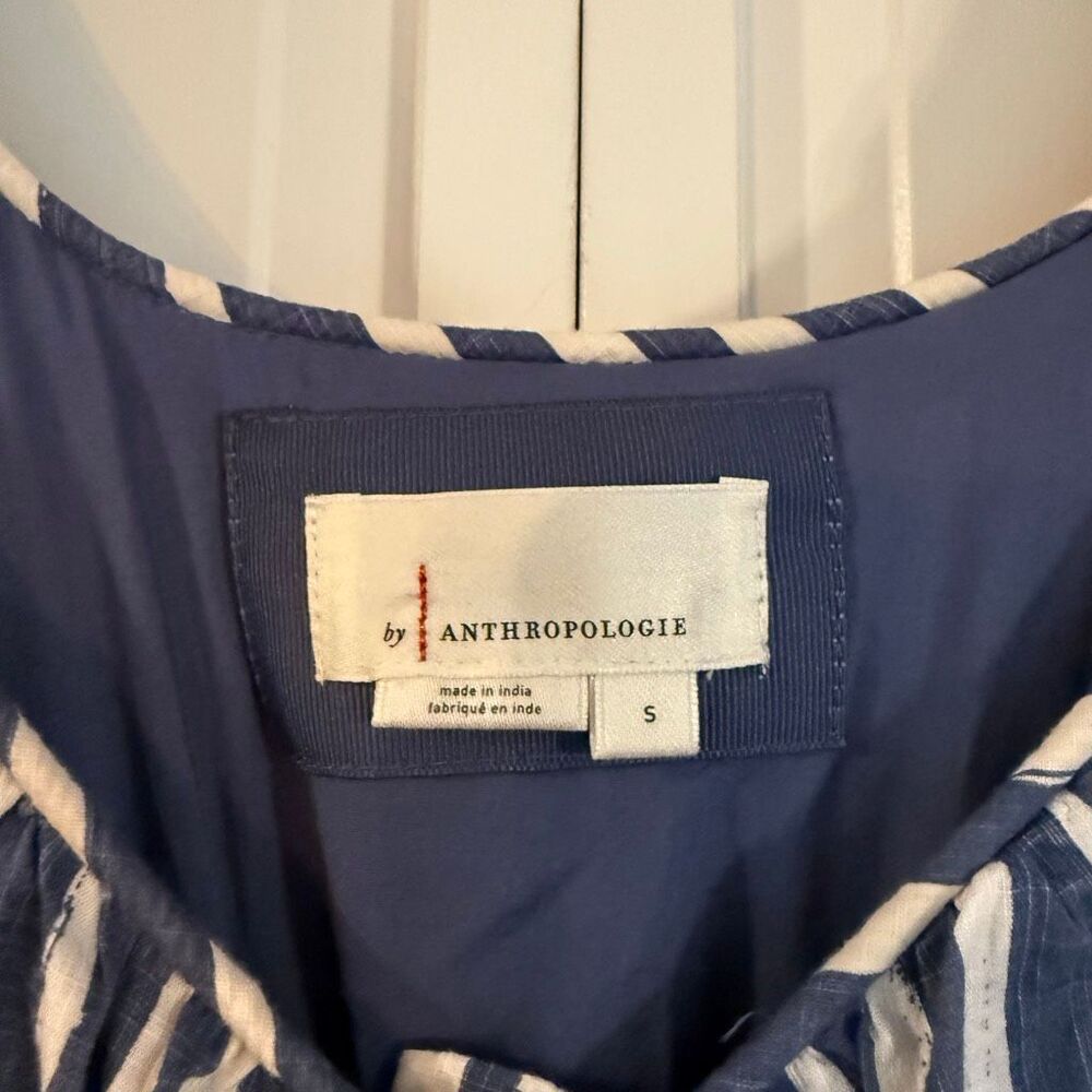 By Anthropologie striped sweetheart smocked midi dress size small - Picture 3 of 13
